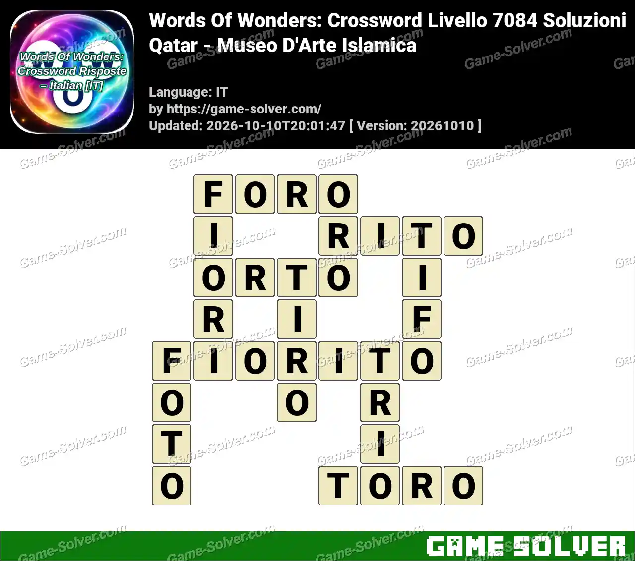 Words Of Wonders: Crossword Livello 7084 Soluzioni – Qatar – Museo D’Arte Islamica